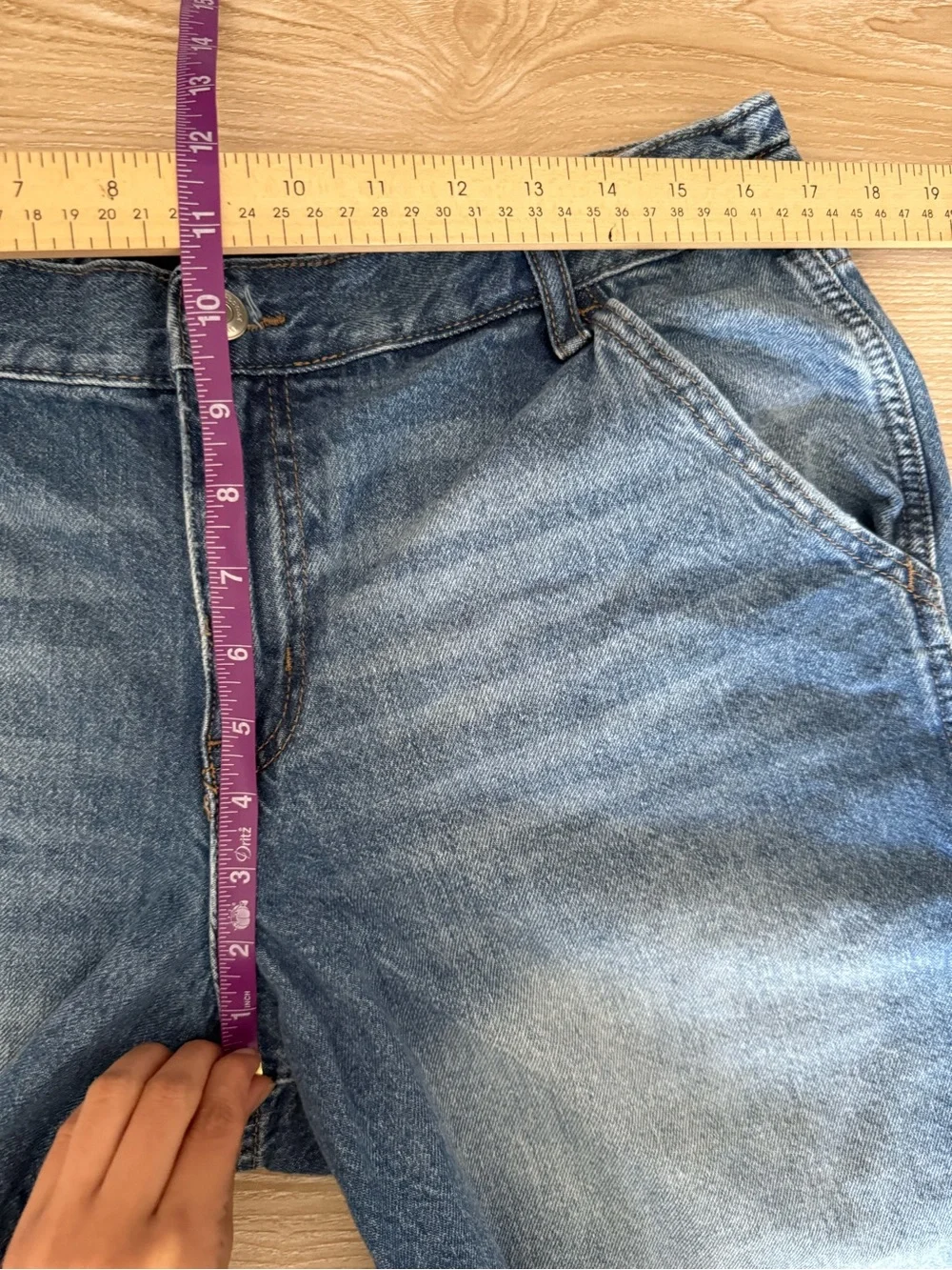 Aeropostale Men’s Large Baggy Denim Jorts Medium Wash 90s Relaxed Cargo